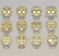 Gold and Black Sugar Skulls Decal Sheet