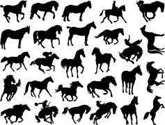 Horse Silhouettes Decal Sheet