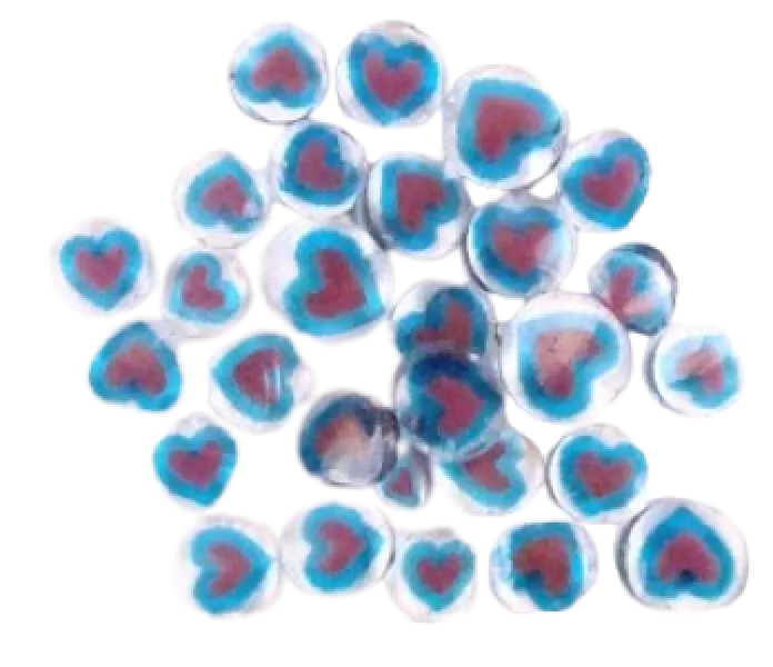 Pink & Blue Heart Murrini/ Millefiore COE90