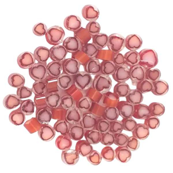 Pink & Red Heart Murrini/ Millefiore COE90