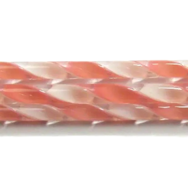 Pink and White Ribbon Glass Cane COE90