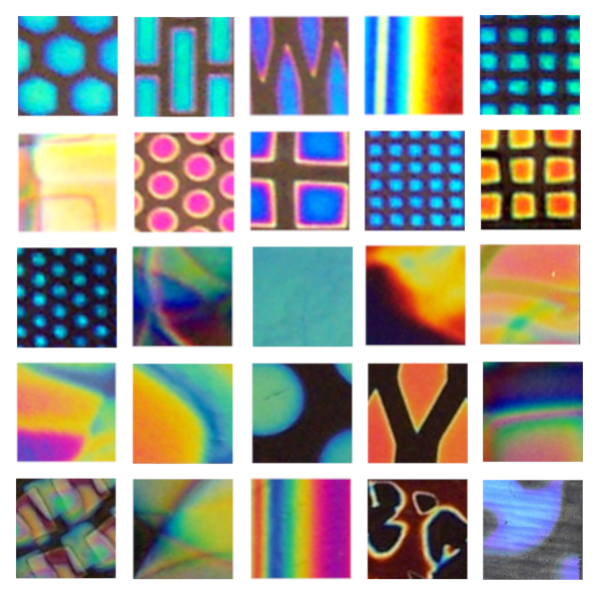 1/2 x 1/2 CBS Dichroic Patterned Squares on 2mm Thin Glass. Mixed Lot of 20 Squares Per Pack. COE96