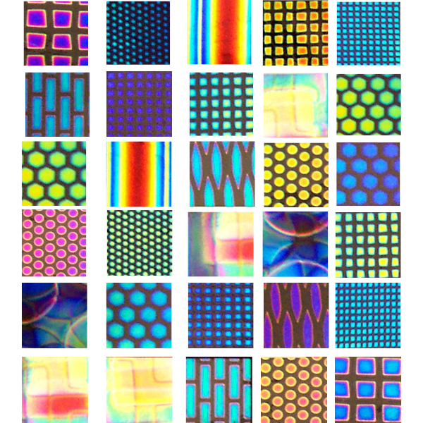 1 x 1 CBS Dichroic Patterned Squares on 2mm Thin Glass. Mixed Lot of 20  Squares Per Pack. COE90