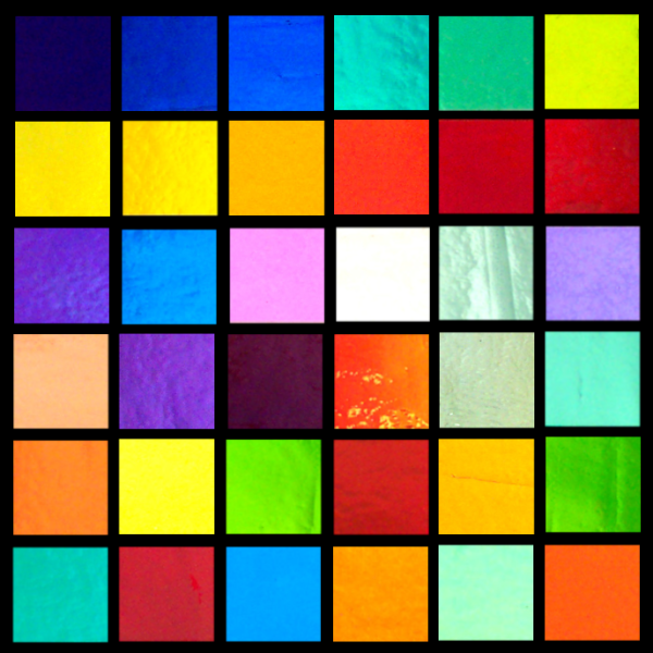 1 x 1 CBS Dichroic Solid Color Squares on 2mm Thin Glass. Mixed Lot of 20 Squares Per Pack COE90