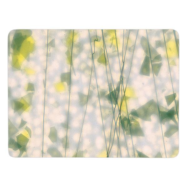 Bullseye Glass Green and Yellow Fracture-Streamers on Lacy White COE90