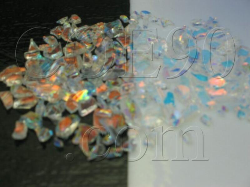 CBS Cyan/ Dark Dark Red Dichroic Frit 1oz On Clear Glass COE90