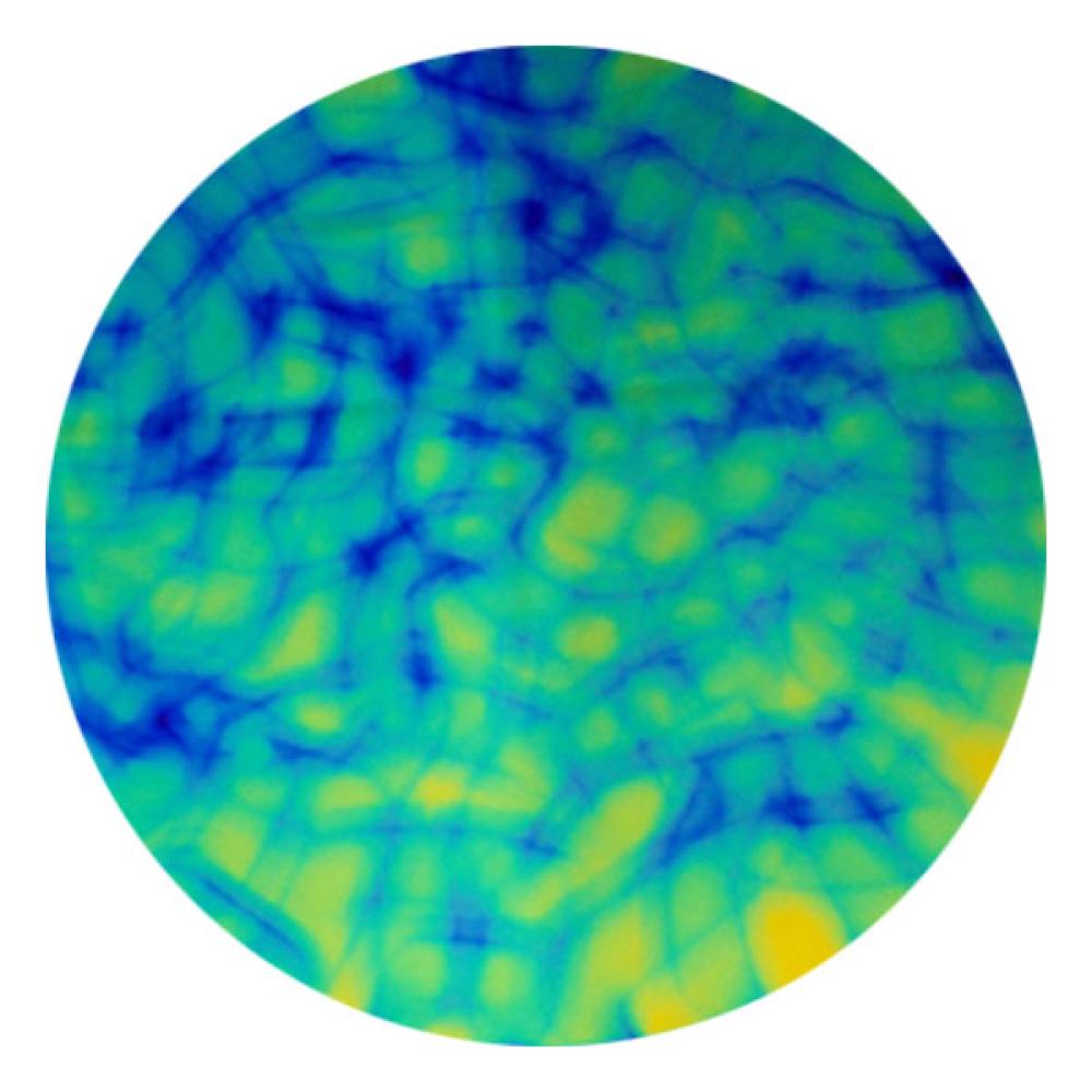 CBS Dichroic Coating Blue/ Gold Aurora Borealis Pattern on Thin Clear Glass COE90