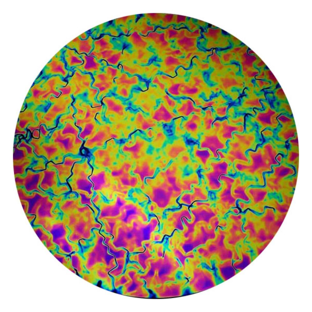 CBS Dichroic Coating Green/ Magenta Fusion Pattern on Thin Black  Glass COE96