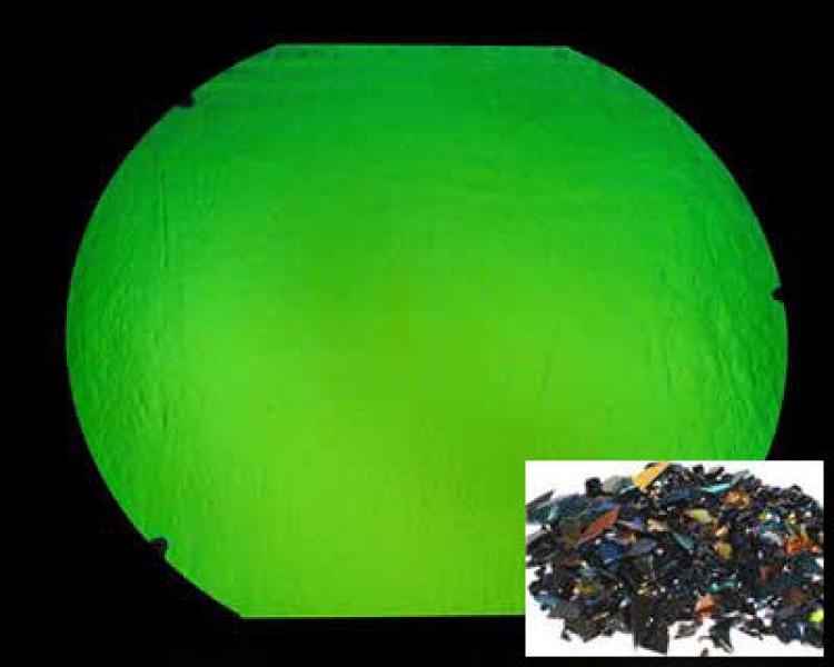 CBS Emerald Dichroic Frit 1oz On Black Glass - COE96