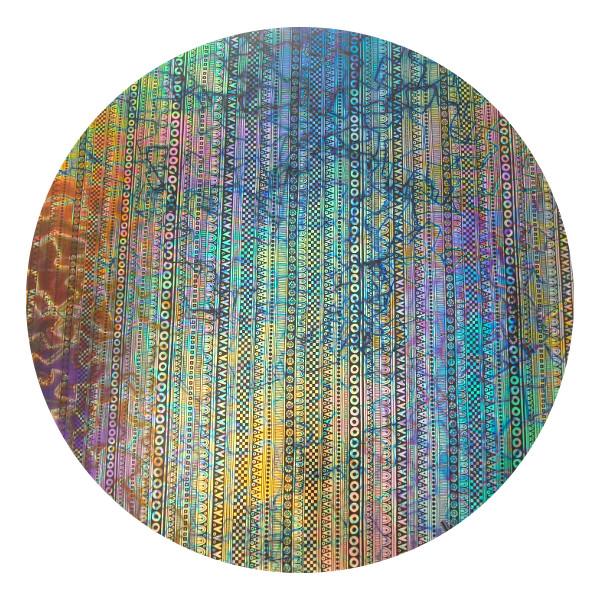 CBS Dichroic Coating Mixture Fusion with Stell Strips Pattern Glass COE96
