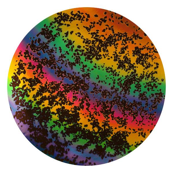 CBS Dichroic Coating Rainbow 2 Splatter Pattern on Thin Black Glass COE90