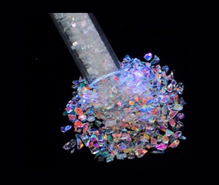 CBS Rainbow Dichroic Frit Flakes 1oz On Clear Glass COE90