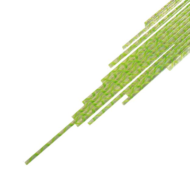 Twisted Cane Clear with Fern Green Opalescent Single Twist Cane COE96