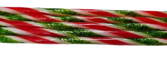 Aventurine Green, Cherry Red, & White Striped Glass Cane COE96