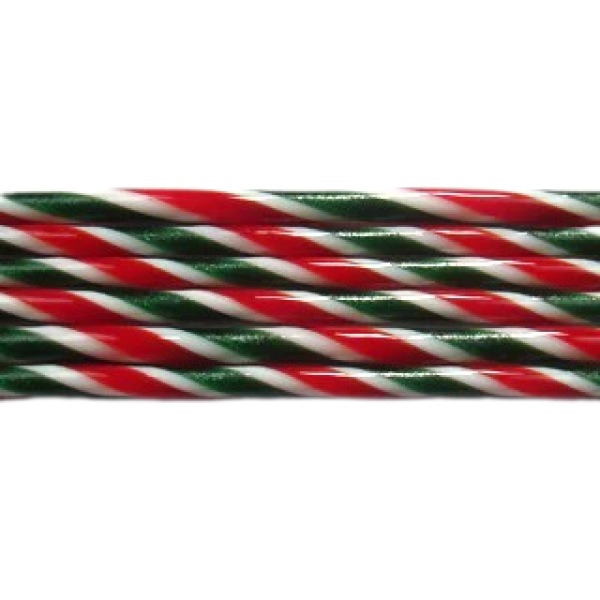 Aventurine Green, Red and French Vanilla Striped Glass Cane COE90