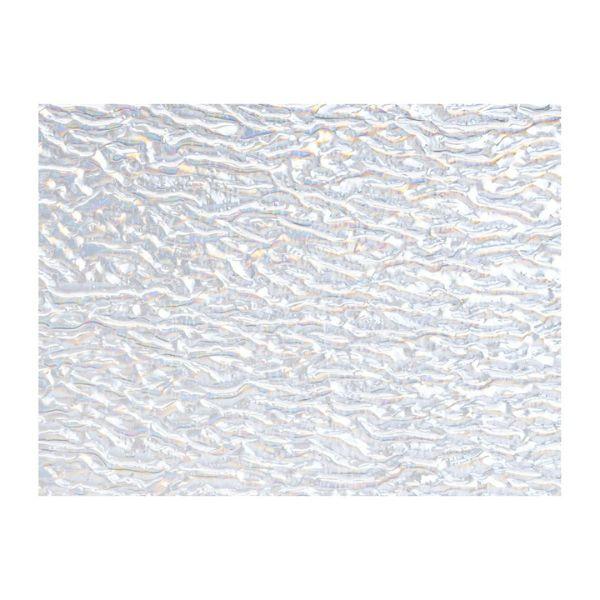 Bullseye Glass Clear Transparent, Granite Ripple Texture, Iridescent, 3mm COE90