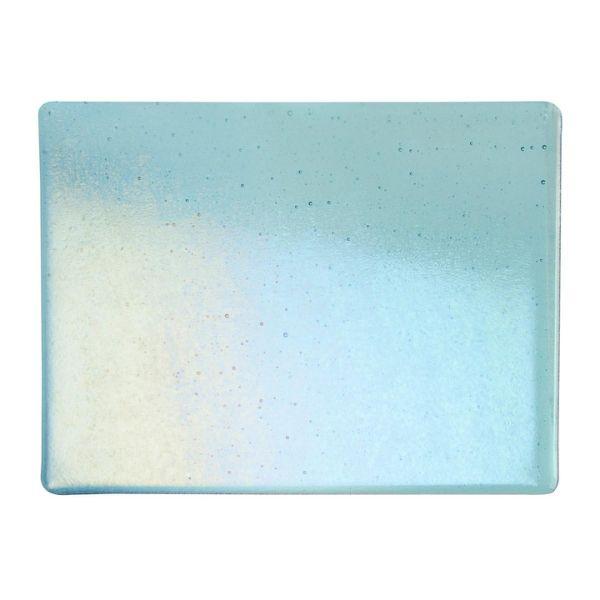 Bullseye Glass Light Aquamarine Blue Transparent, Rainbow Iridescent, Thin-rolled, 2mm COE90
