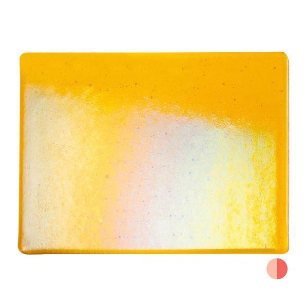 Bullseye Glass Marigold Transparent, Rainbow Iridescent, Thin-rolled, 2mm COE90