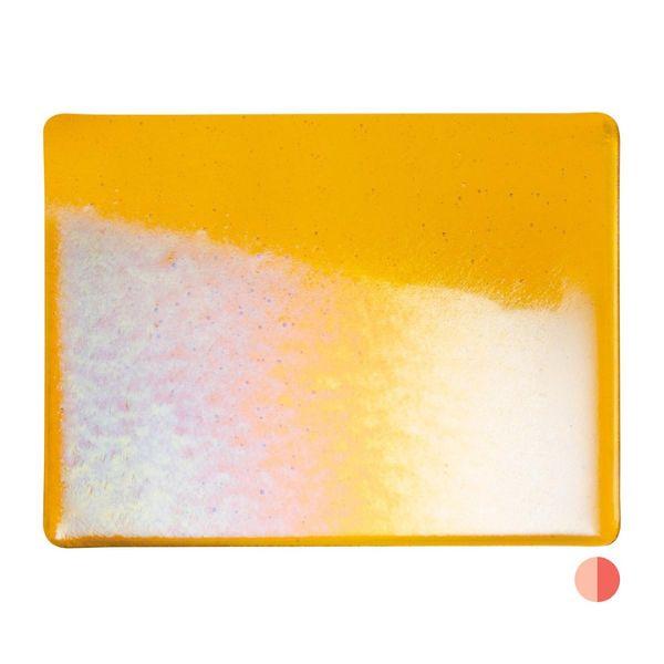 Bullseye Glass Marigold Yellow Transparent, Rainbow Iridescent Double-rolled, 3mm COE90