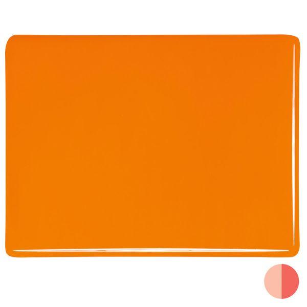 Bullseye Glass Tangerine Orange Opalescent, Double-rolled, 3mm COE90