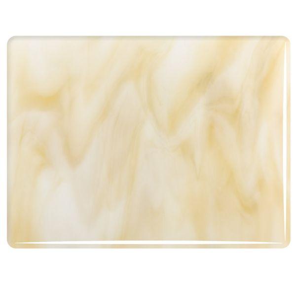 Bullseye Glass Warm White, Light Amber Streaky, Double-rolled, 3mm COE90