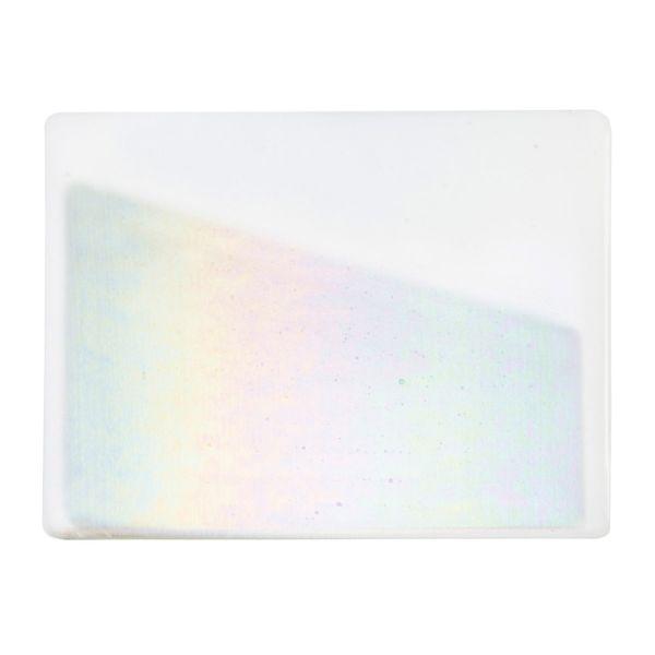 Bullseye Glass White Opalescent, Rainbow Iridescent Thin-rolled, 2mm COE90