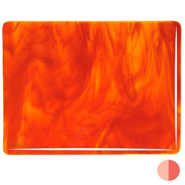 Bullseye Glass Yellow, Red Streaky, Double-rolled, 3mm COE90