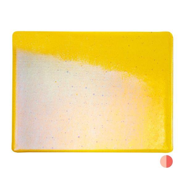 Bullseye Glass Yellow Transparent, Rainbow Iridescent Thin-rolled, 2mm COE90