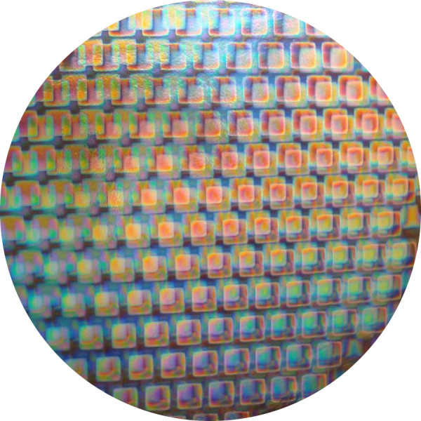 CBS Dichroic Coating Boxes 2 Pattern on Thin Clear Glass COE96