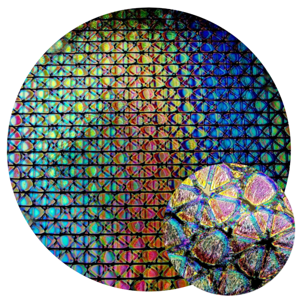 CBS Dichroic Coating Crinklized Mixture Geodesic Pattern on Thin Black Glass COE90