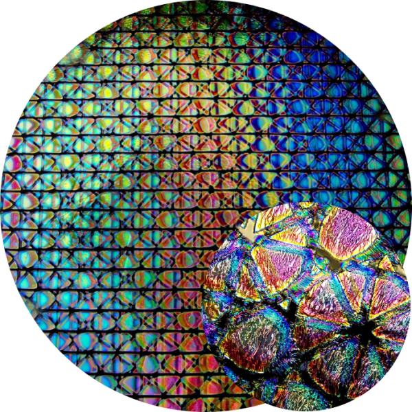 CBS Dichroic Coating Crinklized Mixture Geodesic Pattern on Thin Clear  Glass COE96