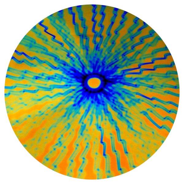 CBS Dichroic Coating Cyan/ Copper Voltage Pattern on Thin Clear Glass COE90