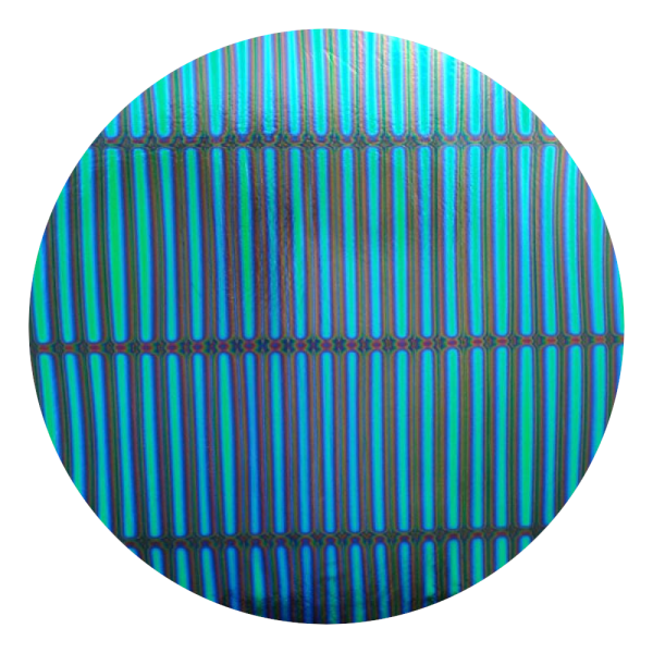 CBS Dichroic Coating Emerald Green 3/4 Stripes Pattern on Thin Black Glass COE90