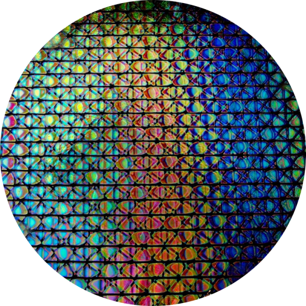 CBS Dichroic Coating Mixture Geodesic Pattern on Thin Black Glass COE90