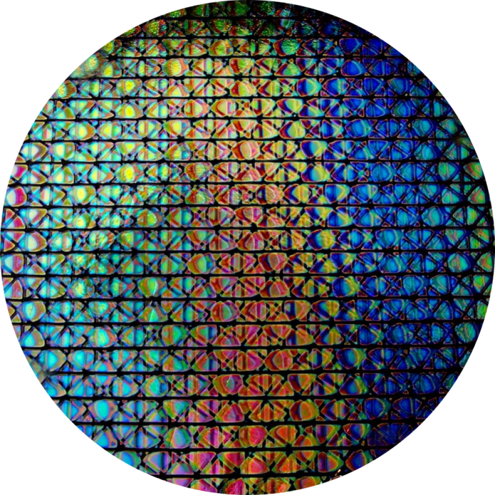 CBS Dichroic Coating Mixture Geodesic Pattern on Thin Clear Glass COE90
