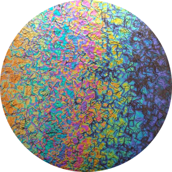 CBS Dichroic Coating Rainbow 2 Fusion Pattern on Black Bits Glass COE90