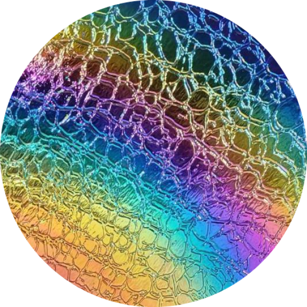 CBS Dichroic Coating Rainbow 2 on Oceanside Clear Crackle Texture Glass COE96