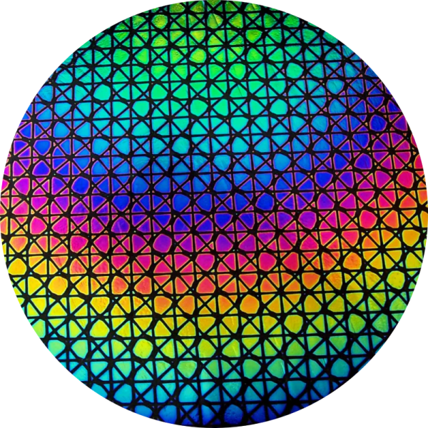 CBS Dichroic Coating Rainbow Geodesic Pattern on Thin Black Glass COE90