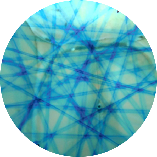 CBS Dichroic Coating Red/ Silver Blue Pixie Stix Pattern on Thin Black Glass COE90