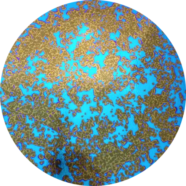 CBS Dichroic Coating Yellow/ Blue Splatter Pattern on Thin Black Glass COE90