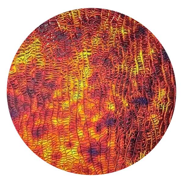 CBS Dichroic Coating Black Cherry Aurora Borealis Pattern on Oceanside Clear Corteza Texture Glass COE96