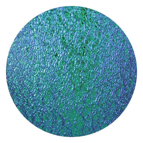 CBS Dichroic Coating Aqua on Clear Ripple Glass COE96
