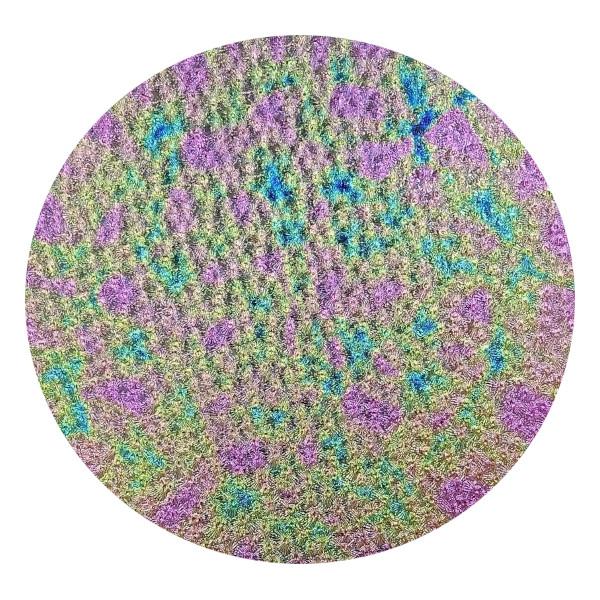 CBS Dichroic Coating Green/ Pink Aurora Borealis pattern on Wissmach Thin Black Florentine Textured  Glass COE90