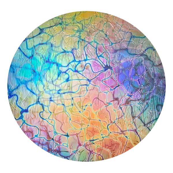 CBS Dichroic Coating Mixture Reptilian Pattern on Oceanside Clear Krinkle Texture Glass COE96