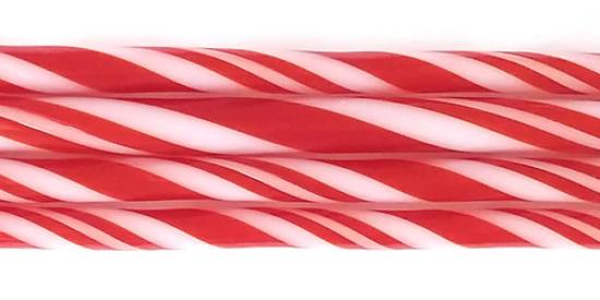 Cherry Red & White Striped Glass Cane COE96