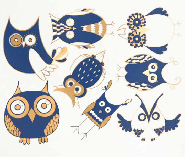 Colored Owls Decal Sheet