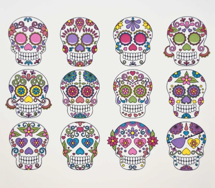 Colorful Sugar Skulls Decal Sheet