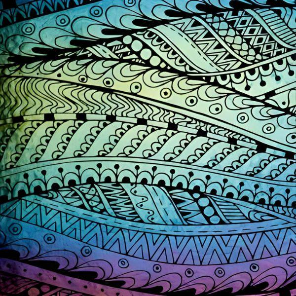 Etched Iridescent Abstract Tribal Pattern COE90