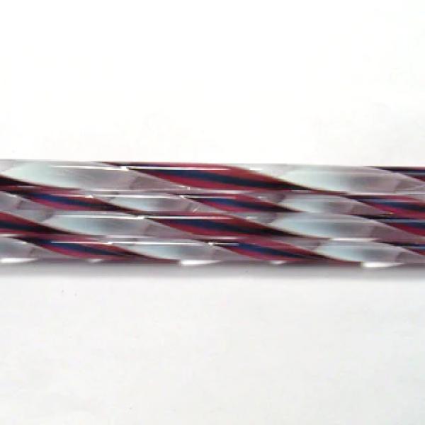 Fuchsia, Midnight Blue, and White Streamer Glass Cane COE90