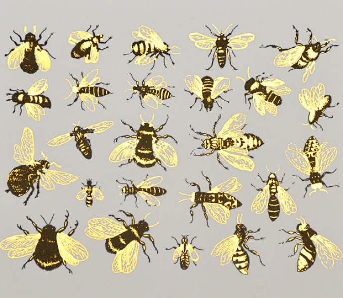 Gold and Black Bee Decals Sheet